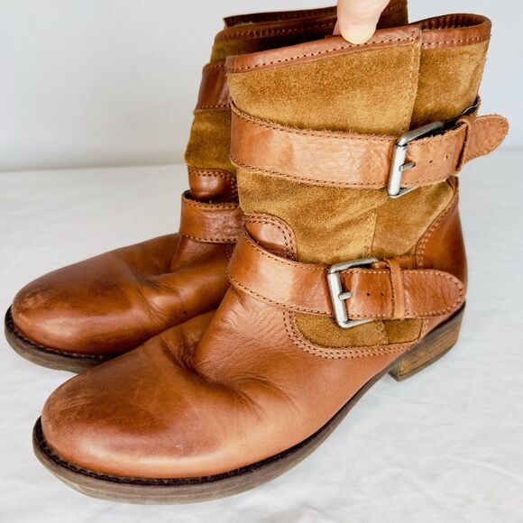 Aldo Women's Faux Fur Straps Buckle Block Heel Ankle Booties Cozy Winter Sz 8.5 - Picture 1 of 7